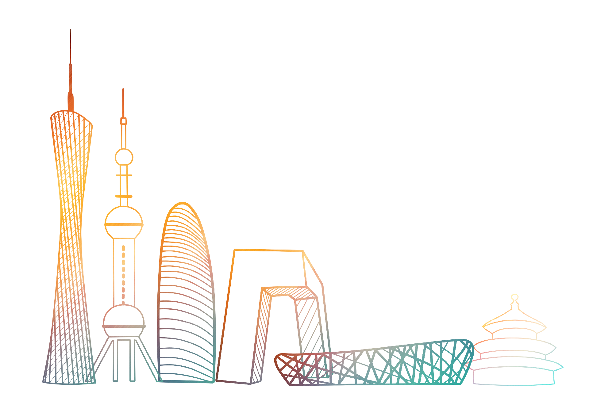 摄图网_400224414_中国标志性建筑剪影线条简约元素（非企业商用）.png